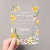 Waterverf bloemenboter geel botanische bruiloft acryl uitnodigingen (Insitu (Draagbaar))