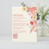 Waterverf bloemenboter geel Wedding qr code Informatiekaartje (Staand voorkant)