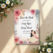 Waterverf Bloemenbruid en bruidegom Elegante bruil Save The Date