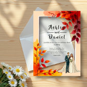 Waterverf Bloemenbruid en bruidegom herfstbruiloft Acryl Uitnodigingen