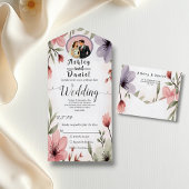 Waterverf Bloemenbruid en bruidegom Romantische br All In One Uitnodiging