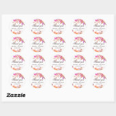 Waterverf bloemenbruiloft dank u. Roze bloemen Ronde Sticker (Vel)