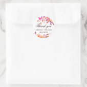 Waterverf bloemenbruiloft dank u. Roze bloemen Ronde Sticker (Tas)