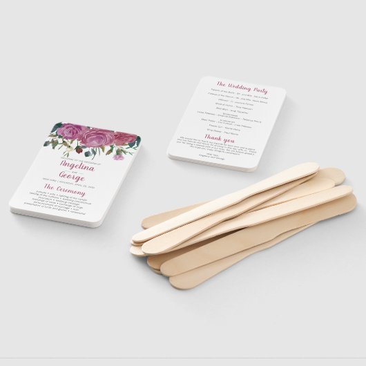 Waterverf bloemenbruiloft programma fan handwaaier (Niet-gemonteerd)