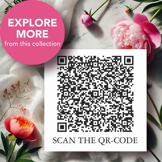 Waterverf Bloemenbruiloft uitnodigt met QR-code Kaart