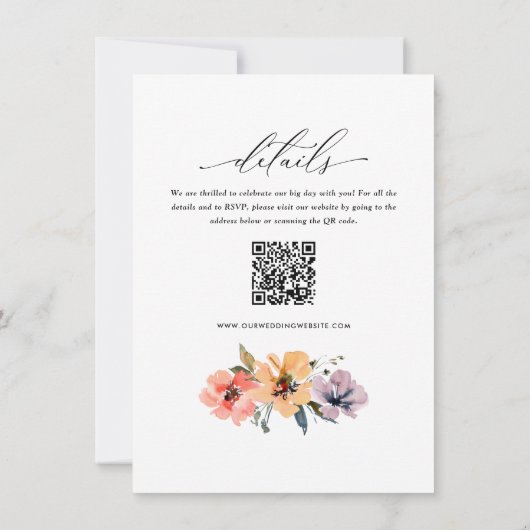 Waterverf Bloemenbruiloft website QR Kaart (Achterkant)