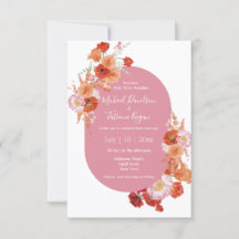 waterverf bloemendecor oranje roze & zomer bruilof