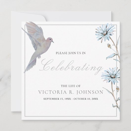 Waterverf Bloemenduif Viering van het leven Kaart (Voorkant)