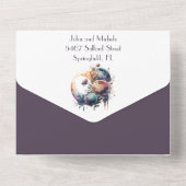 waterverf bloemengothic moon Handvasten All In One Uitnodiging (Achterkant)