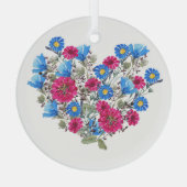 Waterverf bloemenhart, heldere wilde bloemen arran glas ornament (Achterkant)