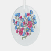 Waterverf bloemenhart, heldere wilde bloemen arran glas ornament (Voorkant links)