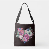 Waterverf bloemenhart: rozen. crossbody tas (Voorkant)