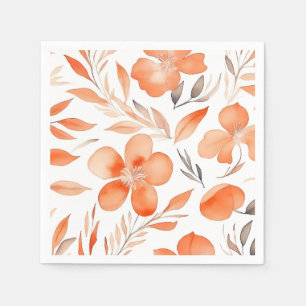 Waterverf Bloemenillustratie sinaasappel Servet