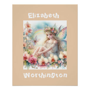 Waterverf bloemenkabouter prinses typografie roze perfect poster