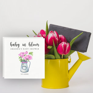 Waterverf bloemenkan - baby in bloei  servet
