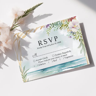 Waterverf Bloemenkleuren Strand Zomer Trouw RSVP K Kaartje
