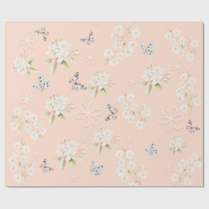 Waterverf Bloemenkonijn en Vlinder Cadeaupapier