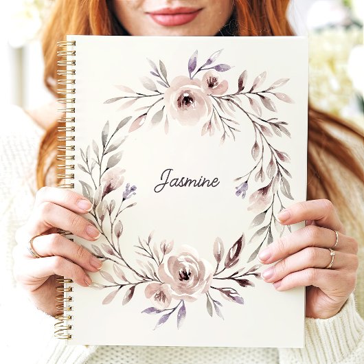 Waterverf Bloemenkrans Aangepaste naam Planner