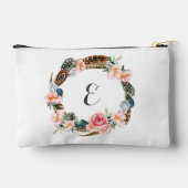 Waterverf Bloemenkrans met veren | Monogram Etui (Achterkant)