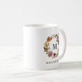 Waterverf Bloemenkrans Monogram Naam Koffiemok (Voorkant rechts)