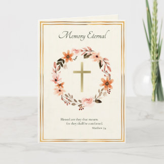 Waterverf Bloemenkrans Orthodoxe Condoleance Kaart
