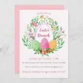 Waterverf Bloemenkrans Pasen Brunch Uitnodiging (Voorkant / Achterkant)