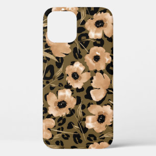 Waterverf bloemenluipaard: eindeloos patroon iPhone 12 hoesje