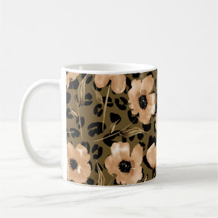 Waterverf bloemenluipaard: eindeloos patroon koffiemok