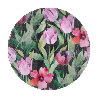Waterverf bloemenmotief, naadloos mooi motief. snijplank