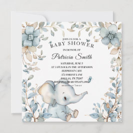  Waterverf Bloemenolifant Baby shower Kaart