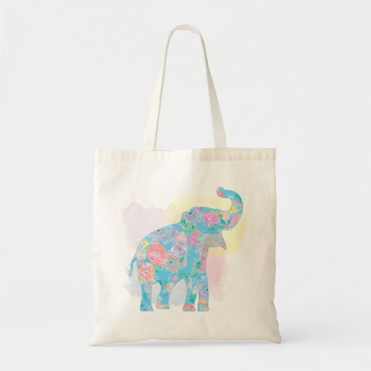 waterverf bloemenolifant tote bag (Voorkant)