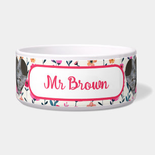 Waterverf bloemenpatroon hartvormige foto huisdier voerbakje