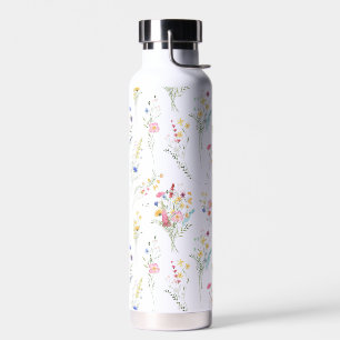 Waterverf Bloemenpatroon van Wilde Bloemen Waterfles