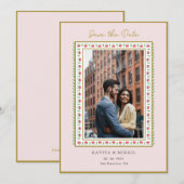 Waterverf bloemenrand Foto Bewaar de datum Save The Date (Voorkant / Achterkant)