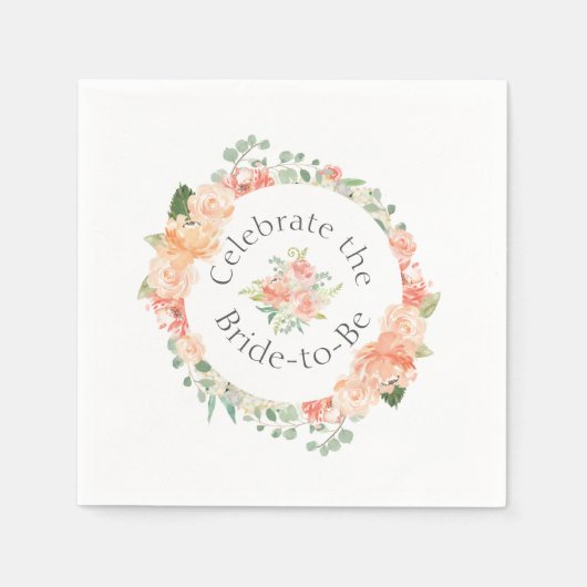 Waterverf Bloemenring Vrijgezellenfeest Servetten (Voorkant)