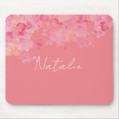Waterverf bloemenroze koraal naam muismat (Voorkant)