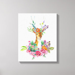 Waterverf Bloemenschildering Babyhertje Baby Slaap Canvas Afdruk
