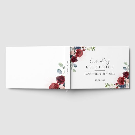 Waterverf Bloemenscript Fall Wedding Gastenboek (Volledig)