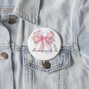 Waterverf bloemenslinger baby shower - aanstaande ronde button 7,6 cm