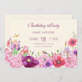 Waterverf Bloementak Vogel natuur Verjaardag Kaart (Voorkant / Achterkant)