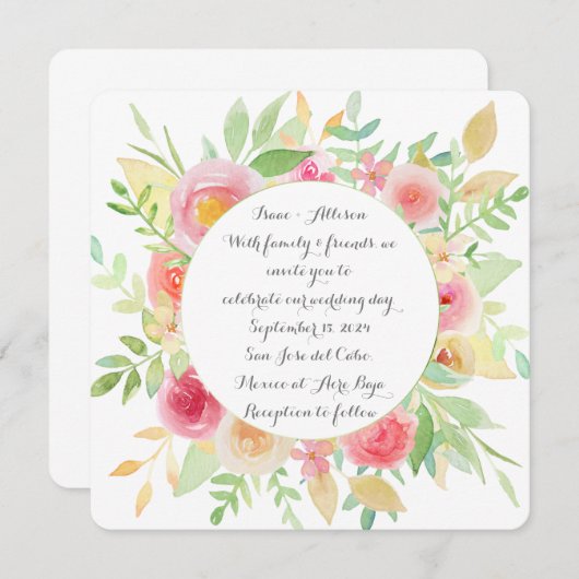 Waterverf Bloementuin Feest Huwelijksuitnodiging Kaart (Voorkant / Achterkant)