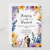 Waterverf Bloementuin Paar Zomer Huwelijk Kaart (Voorkant)