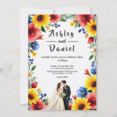 Waterverf Bloementuin Paar Zomer Huwelijk Kaart (Voorkant)