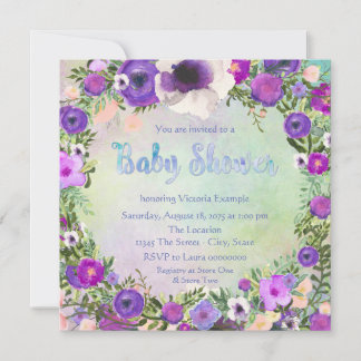 Waterverf Bloemetjes Baby Shower Kaart
