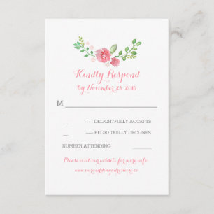 waterverf bloemetjes bruiloft RSVP kaarten Kaartje