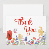 Waterverf bloemetjes dank je Flatcard Bedankkaart (Voorkant / Achterkant)