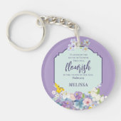 Waterverf Bloemgeschrift vers gepersonaliseerd Sleutelhanger (Voorkant)