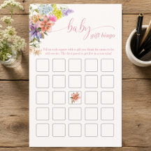 Waterverf Bloemige Baby Cadeau Bingo Baby Shower S