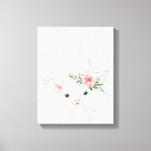 Waterverf Bloemige Baby Lam Canvas Afdruk