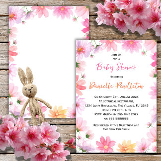 Waterverf Bloemige Baby Shower Uitnodiging